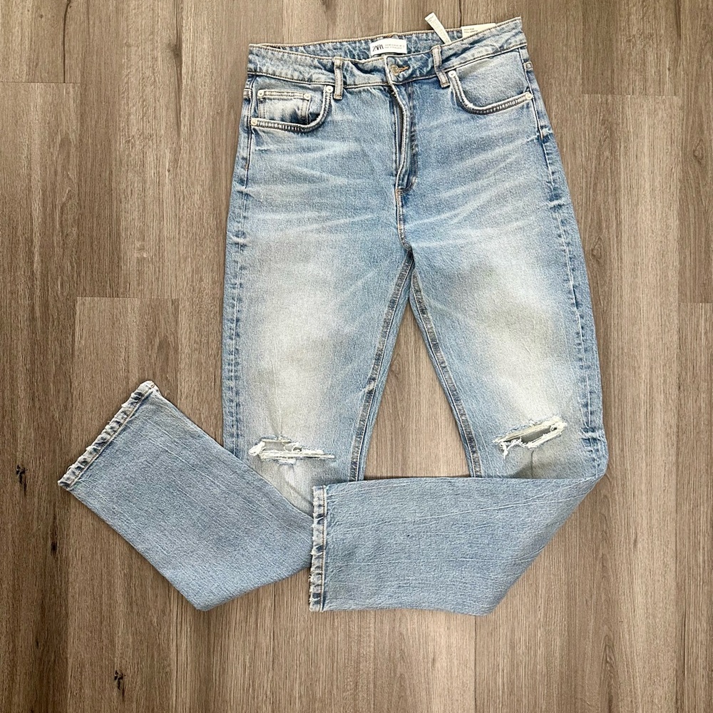 ZARA High-Rise Full Length Split Slim Jean